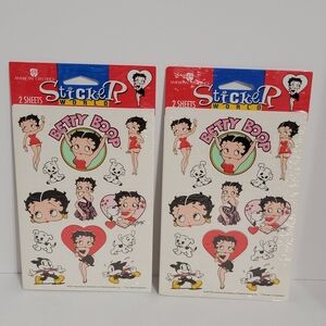 Vintage Betty Boop Sticker Sheets 1997 Forget Me Not Unopened Pudgy & Bimbo 2